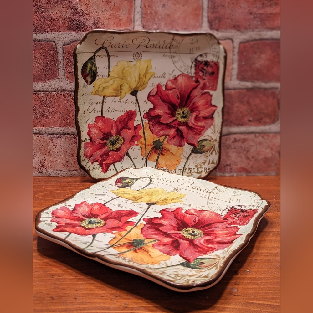 Pier 1 plate set Spring Blooms set/2 floral